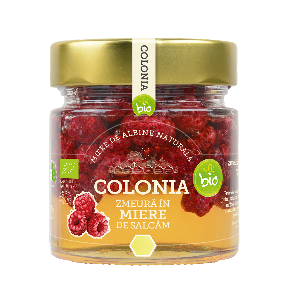 Zmeura in miere de salcam Bio, 250 g, Colonia