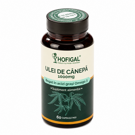 Ulei de canepa, 1000 mg, 60 capsule moi, Hofigal