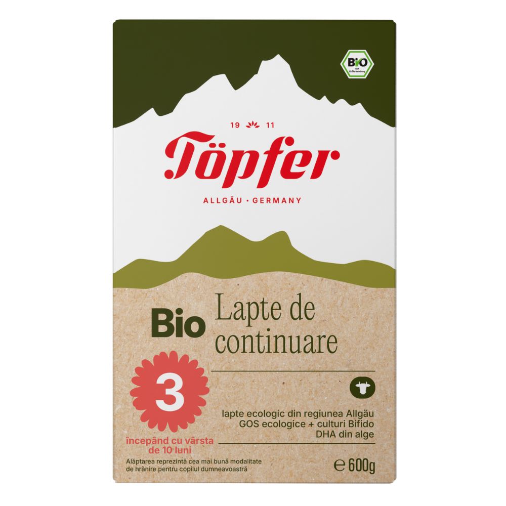 Lapte praf Bio Lactana Formula 3, 10 luni +, 600 g, Topfer