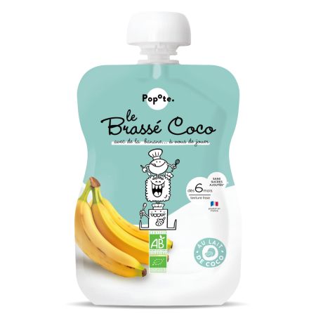 Piure Bio cu 54% lapte de cocos si banane, +6 luni, 100 g, Popote