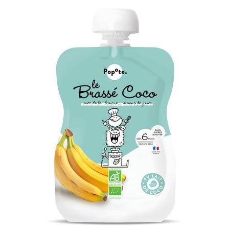 Piure Bio cu 54% lapte de cocos si banane, +6 luni, 100 g, Popote