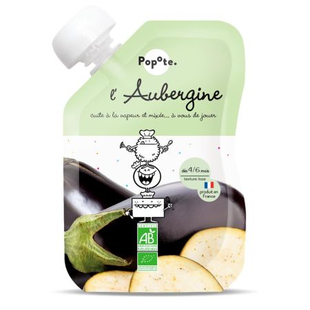 Piure Bio cu 58% vinete, 4-6 luni, 120 g, Popote