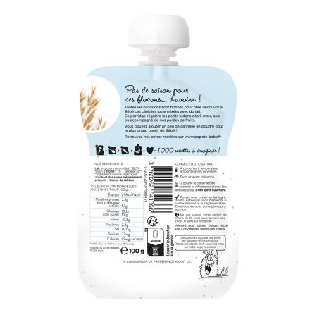 Terci Bio din iaurt si ovaz, 6 luni+, 100 g, Popote 772929