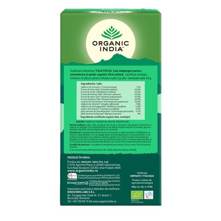 Ceai Bio Tulsi Focus, 25 plicuri, Organic India 790258