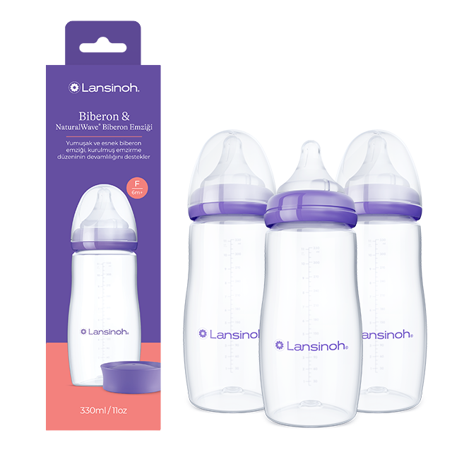 Pachet biberoane cu tetina flux rapid NaturalWave, +6 luni, 3 x 330 ml, Lansinoh