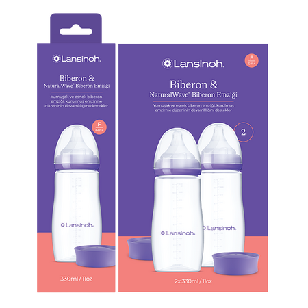 Pachet biberoane cu tetina flux rapid NaturalWave, +6 luni, 3 x 330 ml, Lansinoh 773280