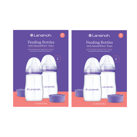 Biberon cu tetina debit mediu NaturalWave, +3 luni, 4 x 240 ml, Lansinoh 773292