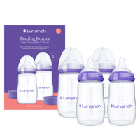 Biberon cu tetina debit mediu NaturalWave, +3 luni, 4 x 240 ml, Lansinoh