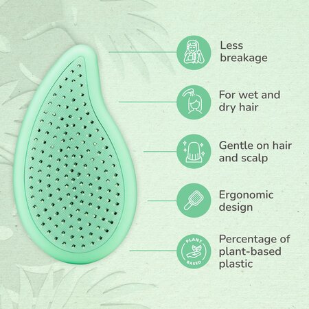 Perie de par Go Green Palm Detangler, Green-Tea Oil, 1 bucata, Wetbrush 773688