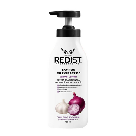 Sampon pentru par cu extract de ceapa si usturoi si rozmarin, 750 ml, Redist