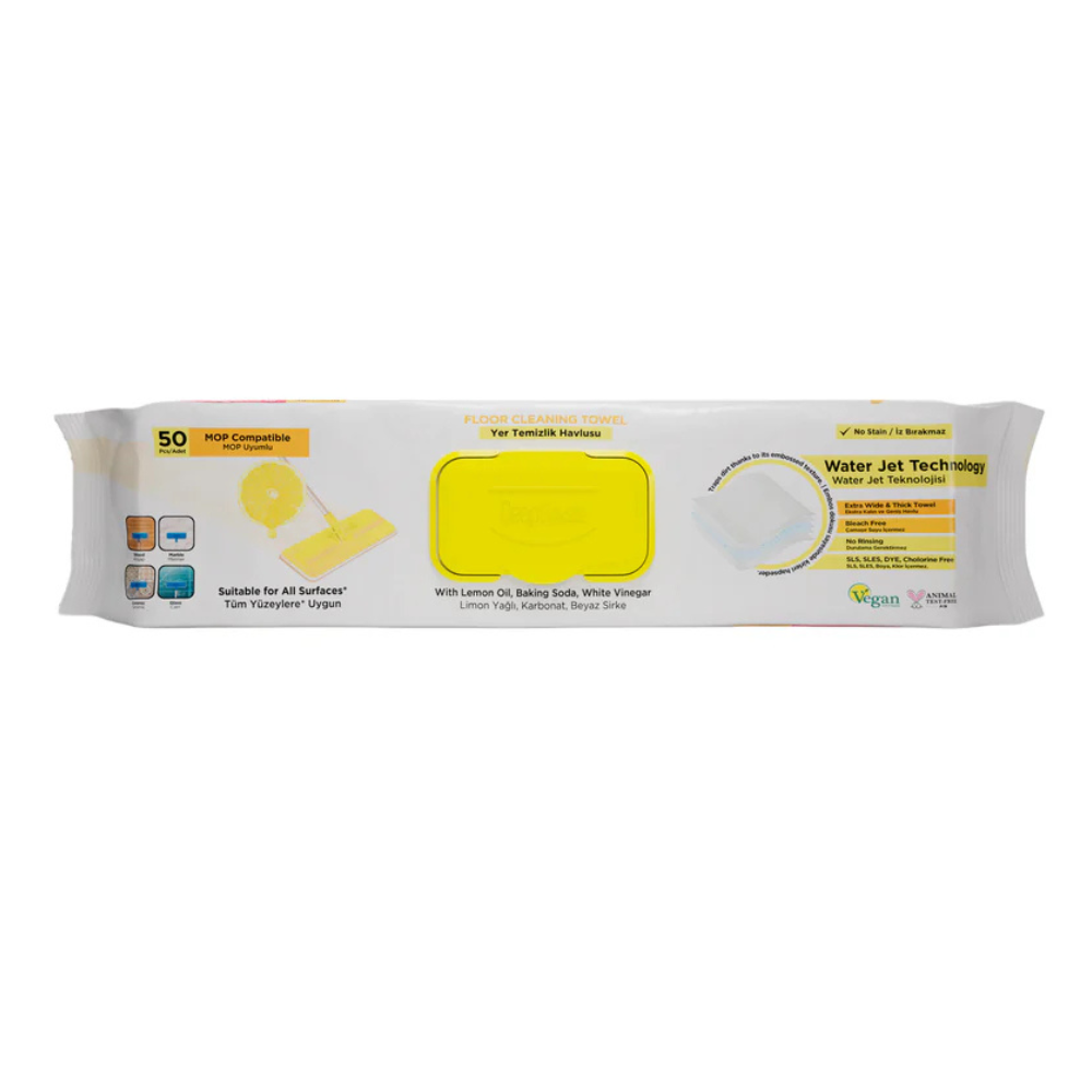 Servetele umede pentru pardoseli, Lemon, 50 bucati, Deep Fresh