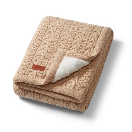 Paturica pentru copii din bumbac cu captuseala fleece, 75 x 100 cm, Maro, Babyono