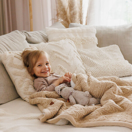 Paturica pentru copii din bumbac cu captuseala fleece, 75 x 100 cm, Maro, Babyono 773972