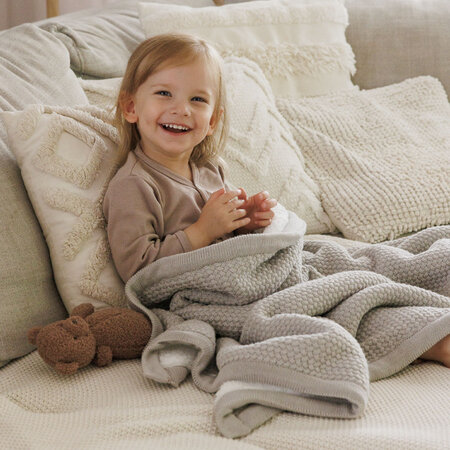 Paturica pentru copii din bumbac cu captuseala fleece, 75 x 100 cm, Gri, Babybio 773980