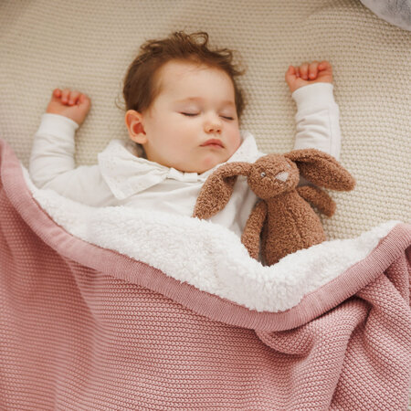Paturica pentru copii din bumbac cu captuseala fleece, Roz, Babybio 773991