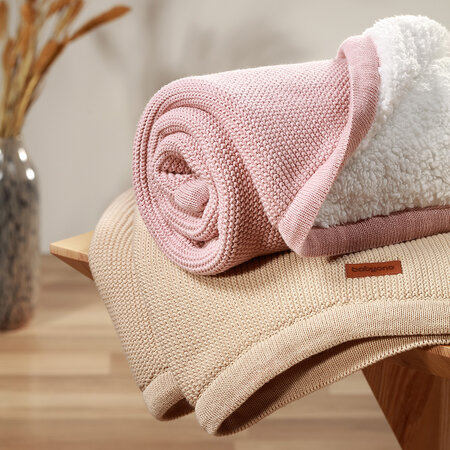 Paturica pentru copii din bumbac cu captuseala fleece, Roz, Babybio 773992
