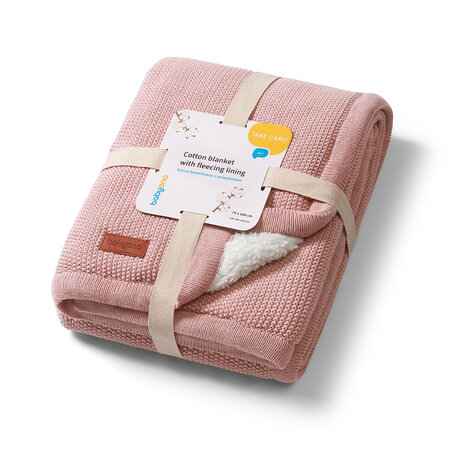 Paturica pentru copii din bumbac cu captuseala fleece, Roz, Babybio 773986