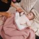Paturica pentru copii din bumbac cu captuseala fleece, Roz, Babybio 773989