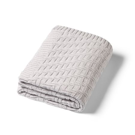 Paturica pentru copii tricotata din bumbac, 75 x 100 cm, Gri, 0 luni+, Babyono