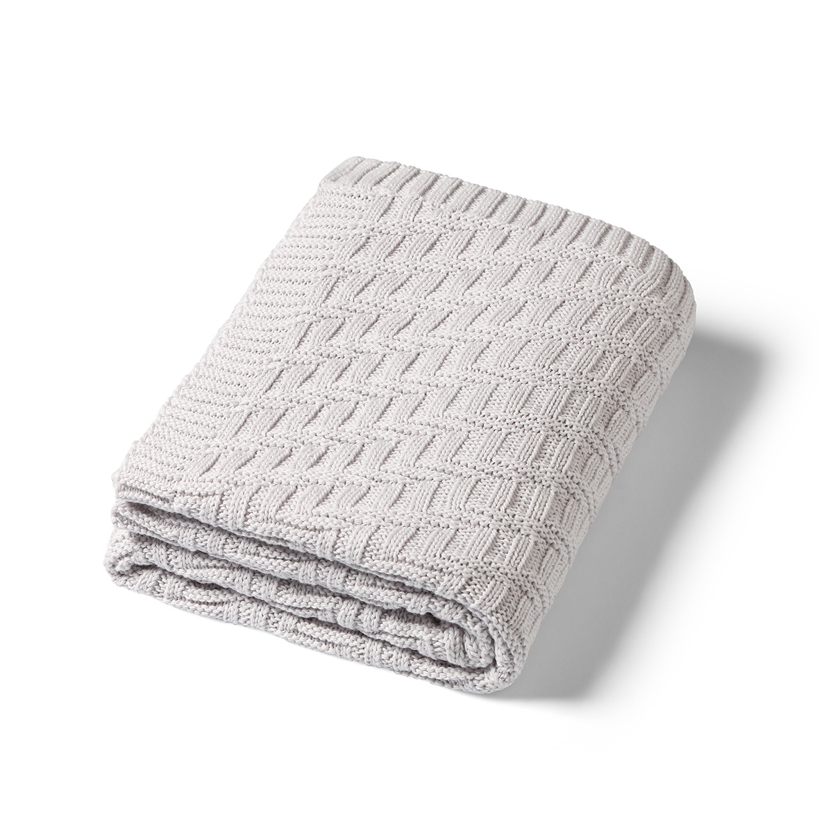 Paturica pentru copii tricotata din bumbac, 75 x 100 cm, Gri, 0 luni+, Babyono