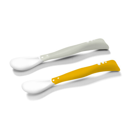 Lingurite flexibile, Gri/Galben, + 6 luni, 2 bucati, Babyono 774302
