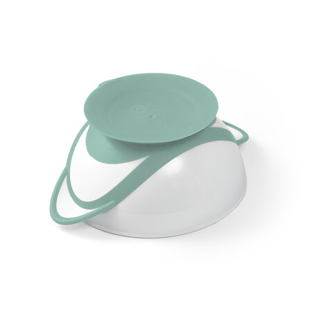 Castron cu ventuza si lingurita, Verde Inchis, 6 luni+, Babyono 774346