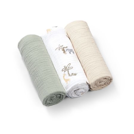 Scutece creponate din muselina, Mint, 3 bucati, Babyono