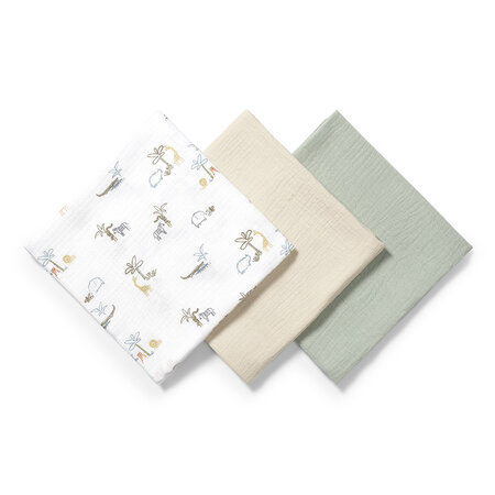 Scutece creponate din muselina, 70x70 cm, Mint, 3 bucati, Babyono 774446