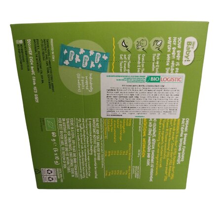 Crackers Bio pentru dentitie, cu banane, 6 luni+, 60 g, Hey Baby 774457