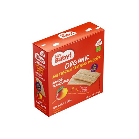 Crackers Bio pentru dentitie, Mango, 6 luni+, 60 g, Hey Baby 774472