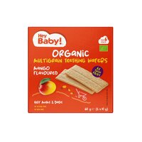 Crackers Bio pentru dentitie, Mango, 6 luni+, 60 g, Hey Baby