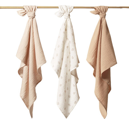 Scutece creponate din muselina, 70x70 cm, Beige, 3 bucati, Babyono 774479