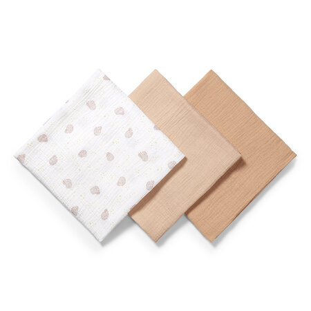 Scutece creponate din muselina, 70x70 cm, Beige, 3 bucati, Babyono 774482
