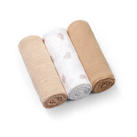 Scutece creponate din muselina, 70x70 cm, Beige, 3 bucati, Babyono