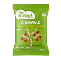Pufuleti Bio din ovaz cu porumb si aroma de mere, 12 luni+, 35 g, Hey Baby
