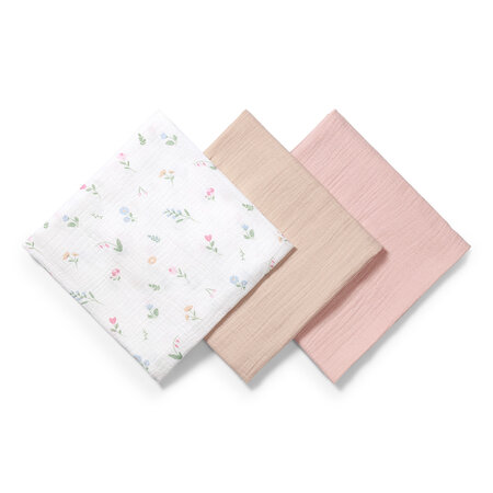 Scutece creponate din muselina, 70x70 cm, Pink, 3 bucati, Babyono 774501