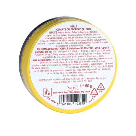 Perle gumate cu Propolis si lemn dulce, 50 g, Apidava 774666