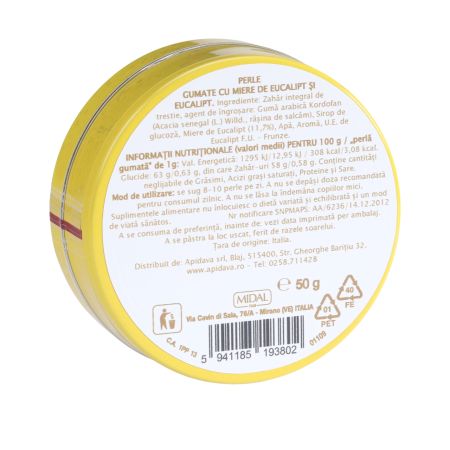 Perle gumate cu Miere de eucalipt, 50 g, Apidava 774673