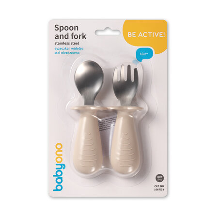 Set lingurita si furculita, Bej, 12 luni+, Babyono 774676