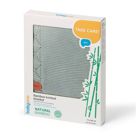 Patura tricotata din bambus, 75 x 100 cm, Verde, Babyono 774786