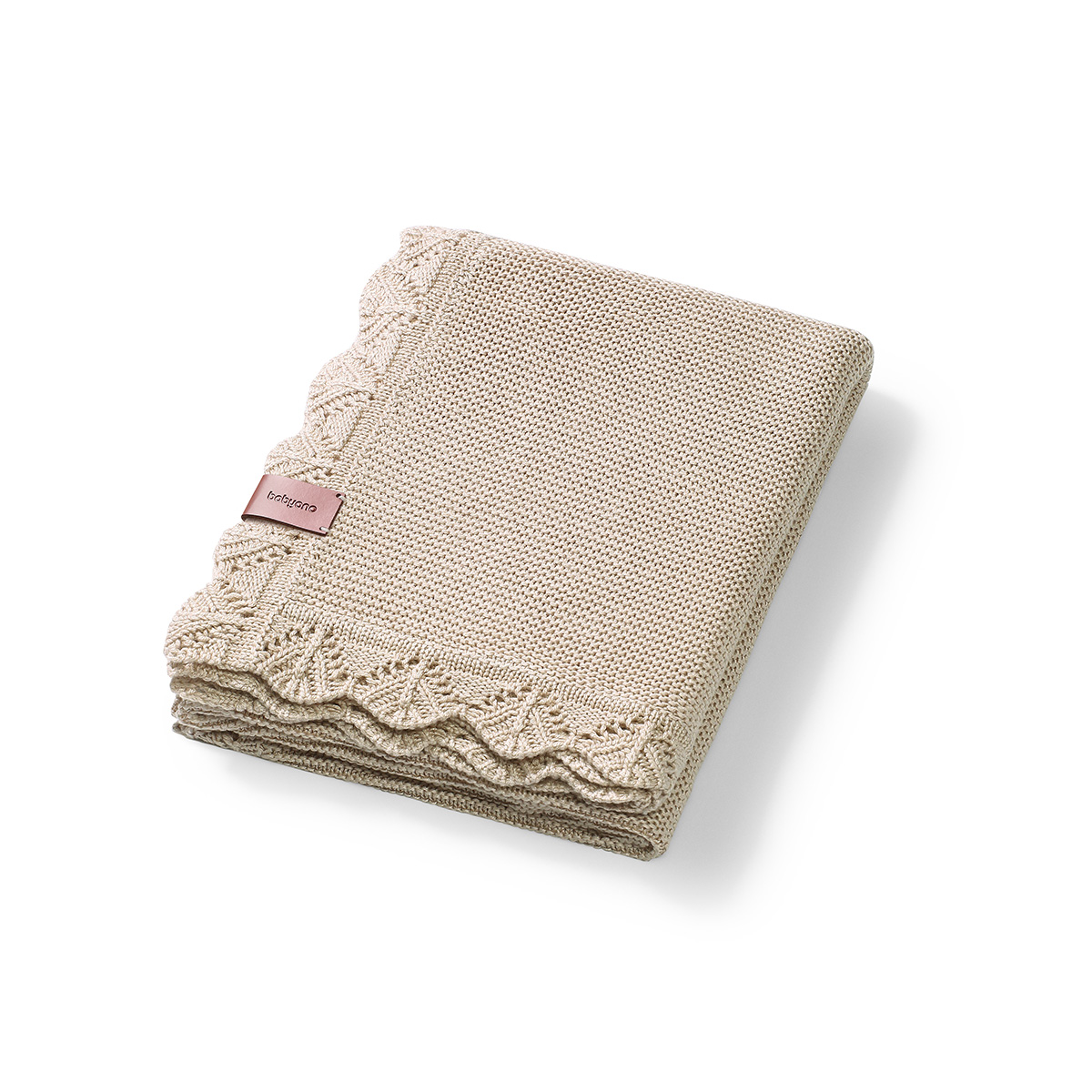 Patura tricotata din bambus, 75 x 100 cm, Crem, Babyono