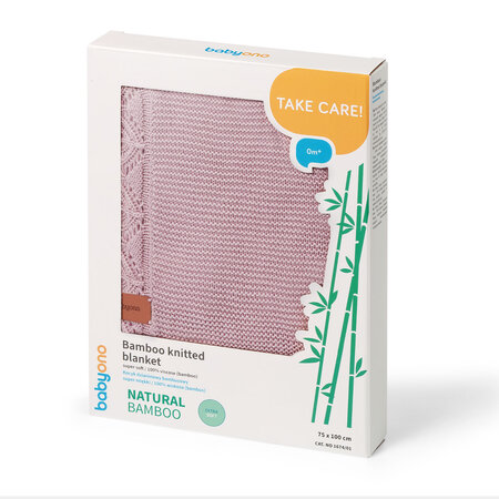 Patura tricotata din bambus, 75 x 100 cm, Roz, Babyono 774844