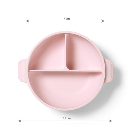 Farfurie din silicon cu ventuza si capac, Roz, 6 luni+, Babyono 774967