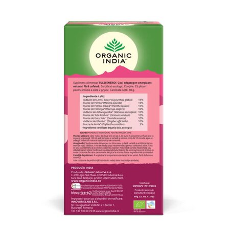 Ceai Tulsi Energy, 25 plicuri, Organic India 775075