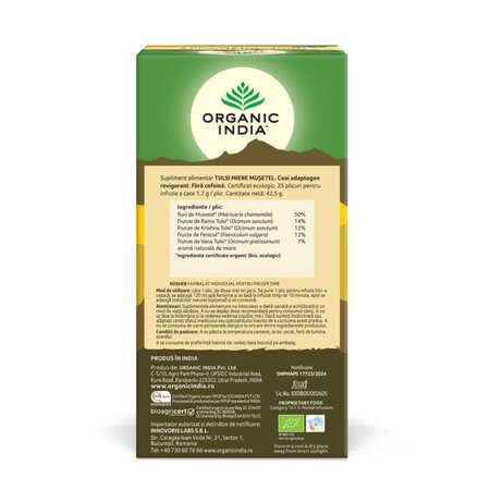 Ceai Tulsi Miere Musetel, 25 plicuri, Organic India 775097