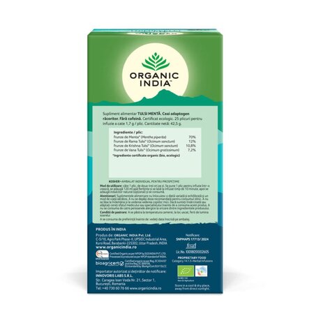 Ceai Tulsi cu Menta, 25 plicuri, Organic India 775112