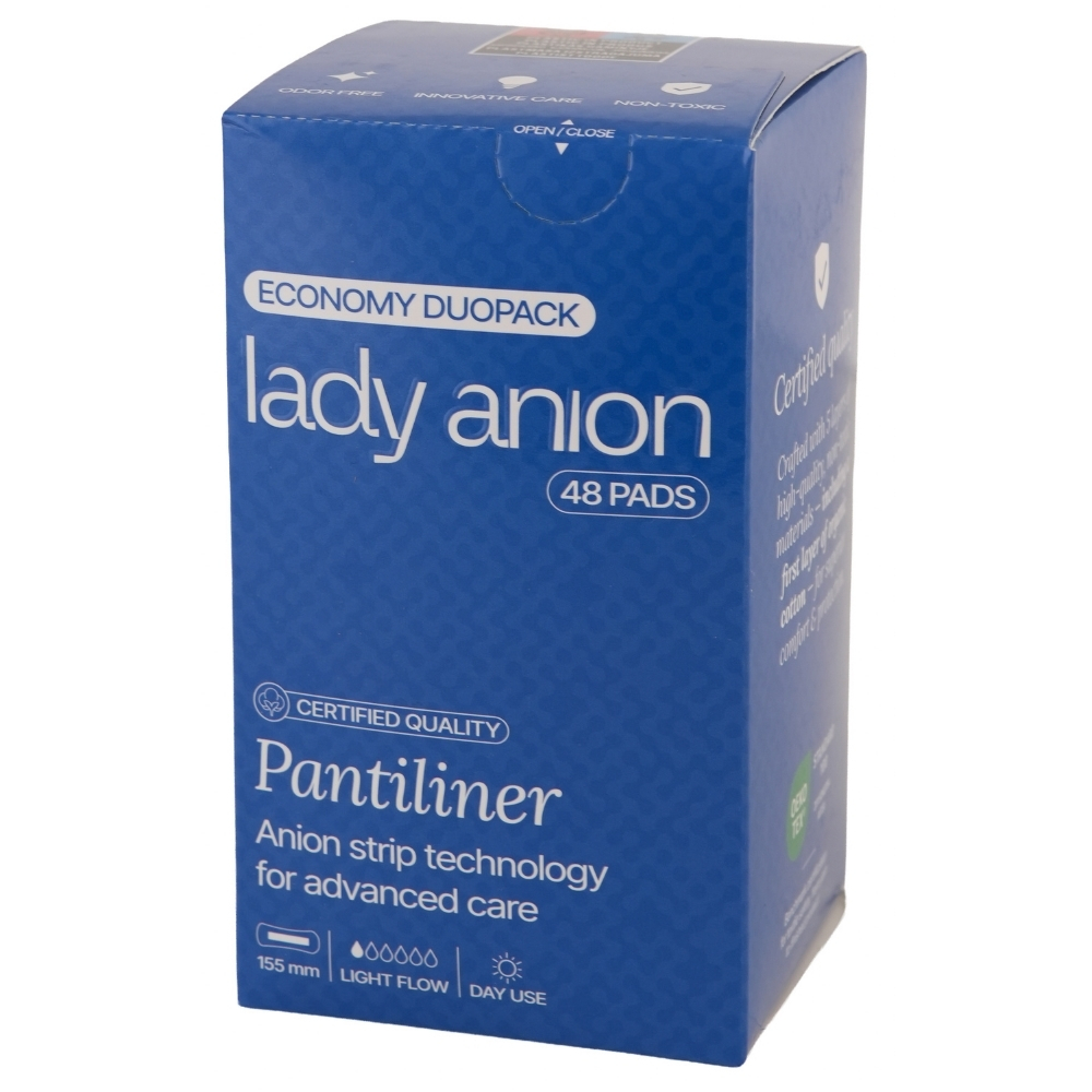 Absorbante zilnice fara aripioare Duo Pack, 48 buc, Lady Anion