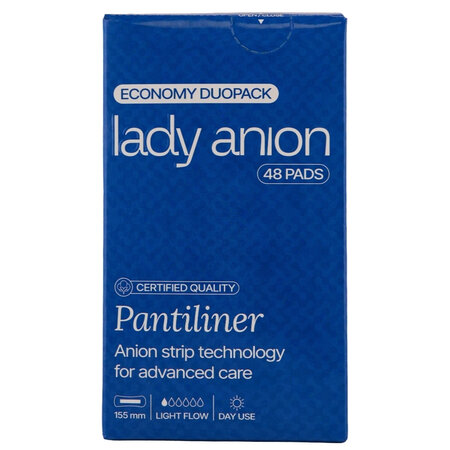 Absorbante zilnice fara aripioare Duo Pack, 48 buc, Lady Anion 775218