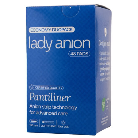 Absorbante zilnice fara aripioare Duo Pack, 48 buc, Lady Anion 775222