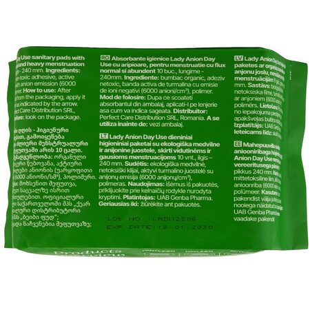 Absorbante de zi cu bumbac organic Active, 10 buc, Lady Anion 775235